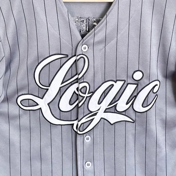 Logic The Incredible True Story Gray Baseball Pin Stripe Hip Hop Jersey Adult M